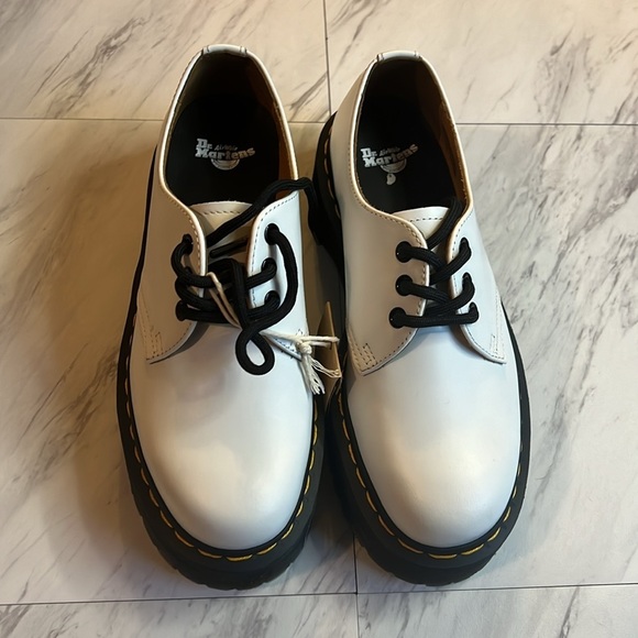 Dr Martens 1461 Quad smooth white leather platform shoes lace up oxfords - Picture 3 of 9
